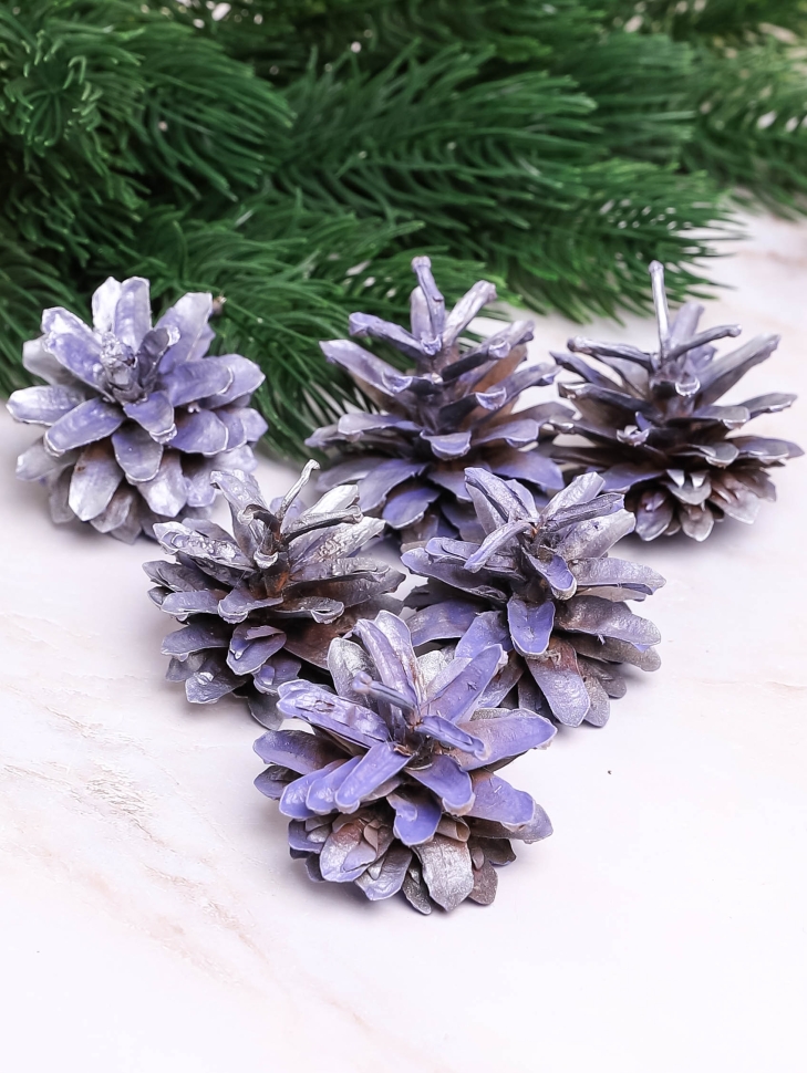 Шишки сосновые север, 5-6см 6шт. сиреневые Шишки сосновые север, 5-6см 6шт. сиреневые