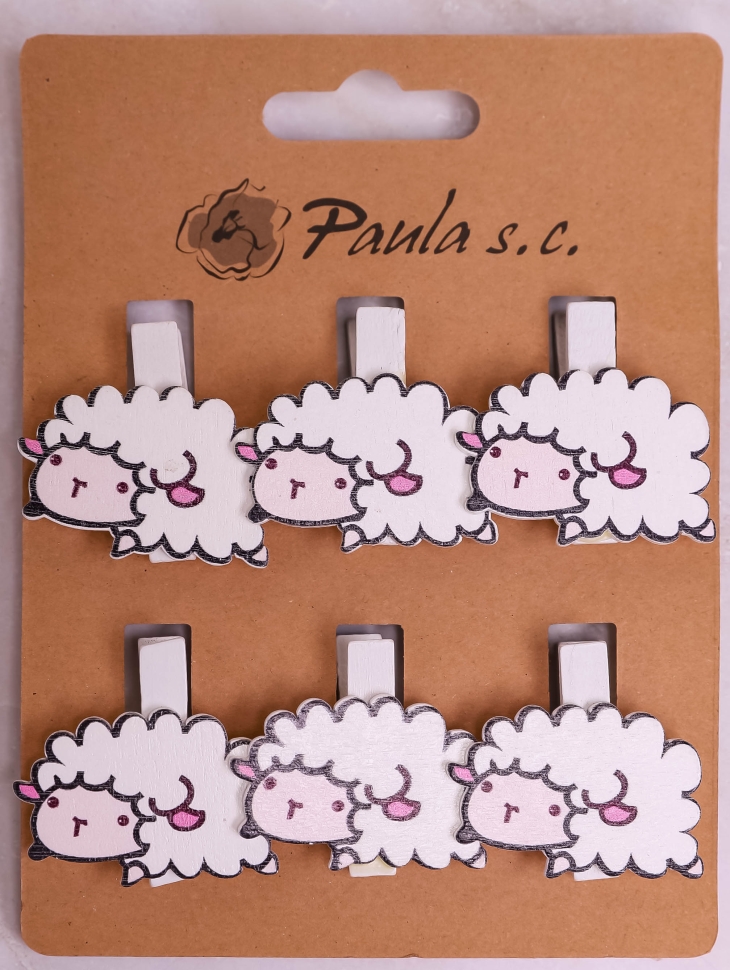 Прищепка  6шт. Овечка 3,5х3,5см