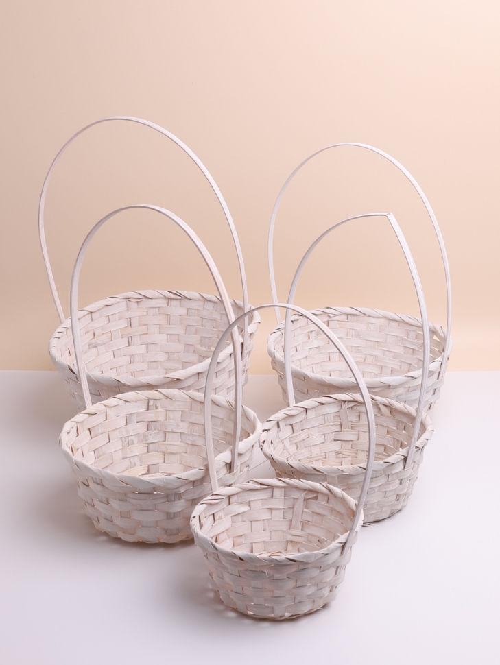 Корзина плетеная бамбук 5шт D26x11/35см натуральный