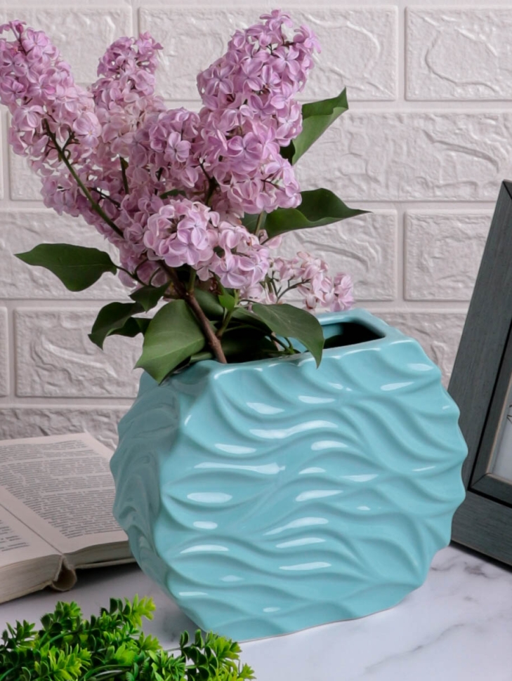 Ваза керамика 18х12х5,5см W511 голубой