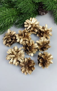 Шишки сосновые набор  9шт. золото