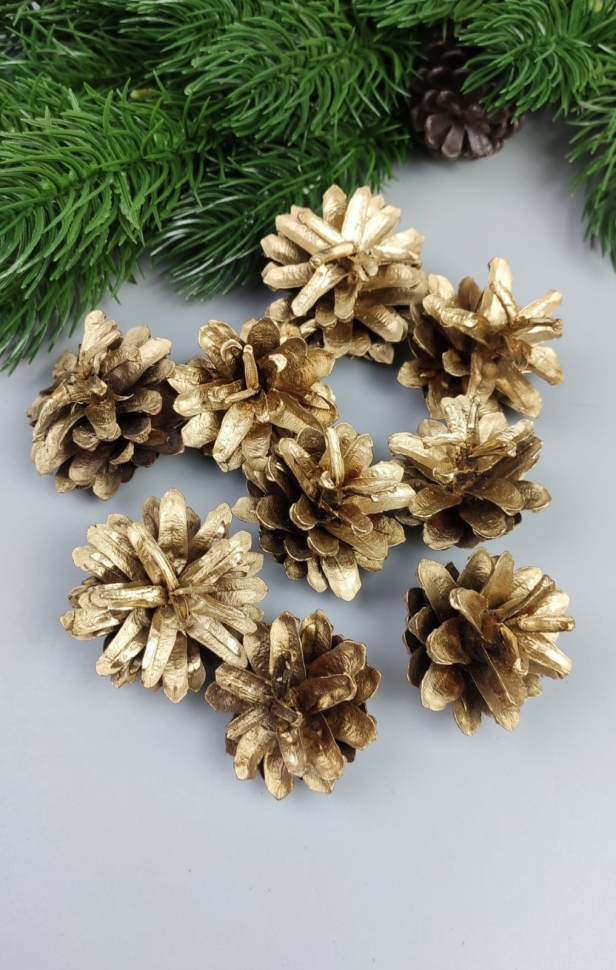 Шишки сосновые набор 9шт. золото Шишки сосновые набор 9шт. золото