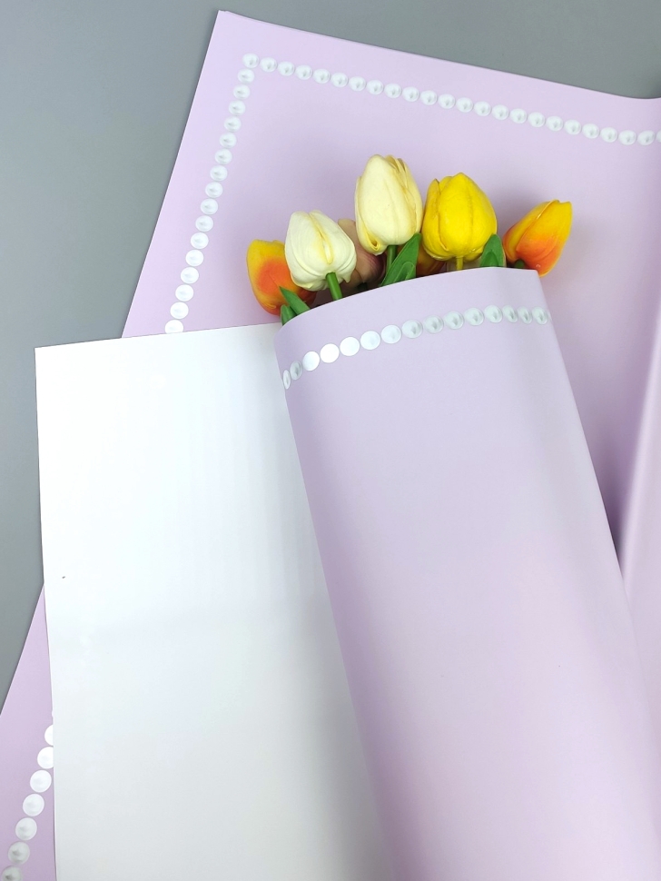 Пленка матовая 58смх58см 20 листов 65мкм Жемчужный кант сиреневый Пленка матовая 58смх58см 20 листов 65мкм Жемчужный кант сиреневый