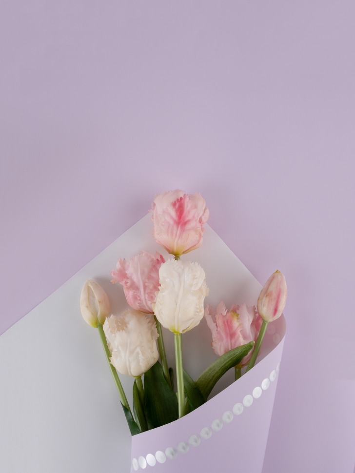 Пленка матовая 58смх58см 20 листов 65мкм Жемчужный кант сиреневый