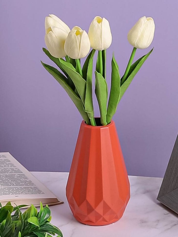 Ваза пластиковая  H15,3 х D7х3,8х4,8см 3574 оранжевый