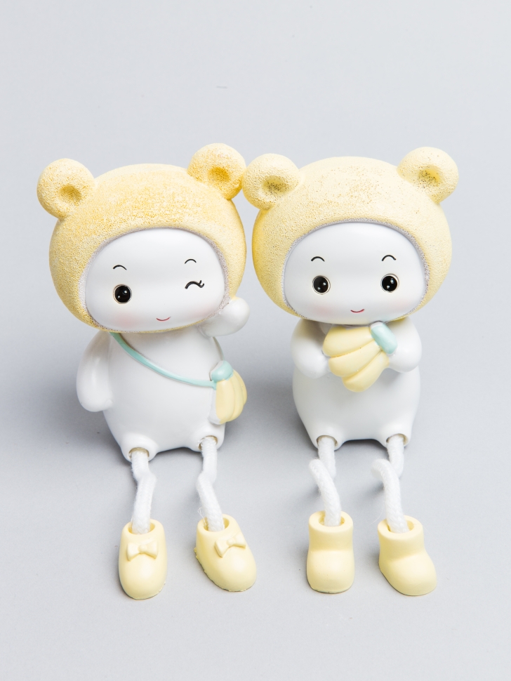 Фигурки  2шт. Мишки 7,5х7х12см 5002 желтый