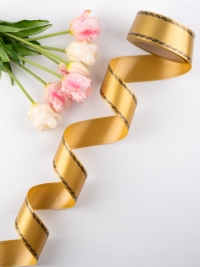 Лента простая траур 5/50 РД с дубками бронза