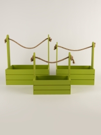 Ящик реечный с веревочной ручкой набор из 3шт h29х18х33см фисташка