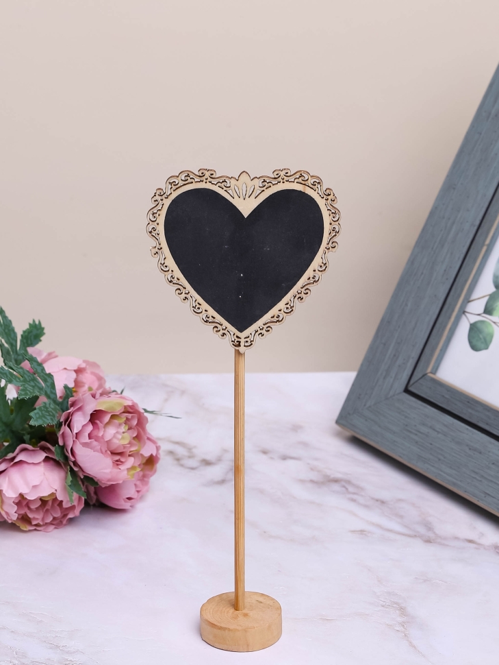 Грифельная табличка на подставке 9см Сердце с ажурным краем Грифельная табличка на подставке 9см Сердце с ажурным краем