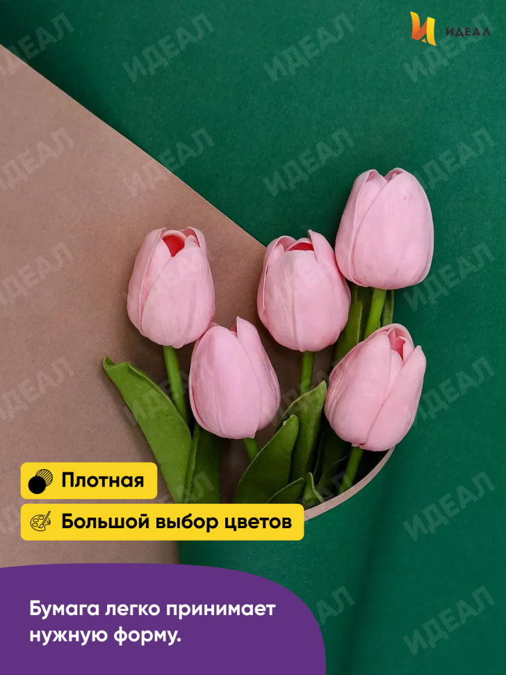 Бумага крафт 70г/м2, 70см x 10м, Тонировка, зеленый