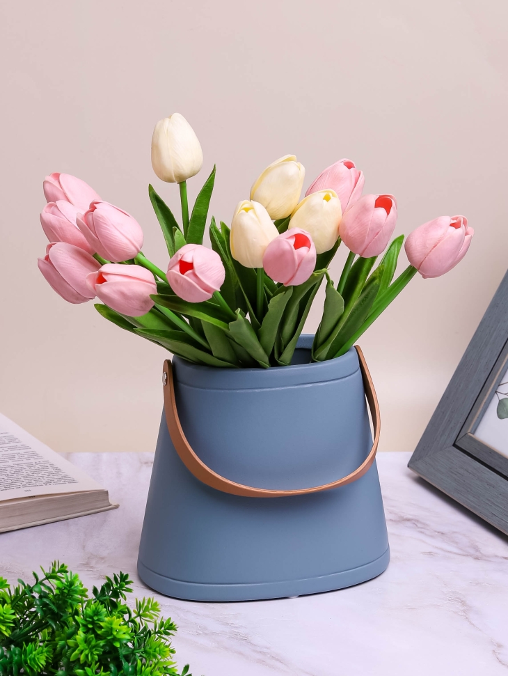 Кашпо керамика сумка 18х12х16,5см ZY2232 голубой