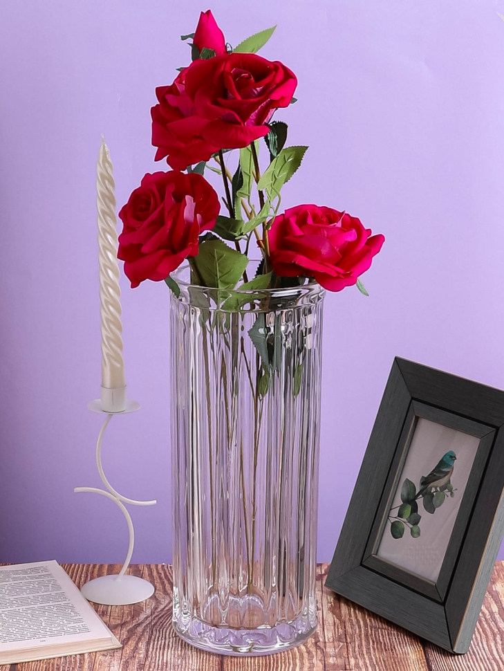 Ваза стекло Трубка H29 D13см К 6 рельефная Ваза стекло Трубка H29 D13см К 6 рельефная