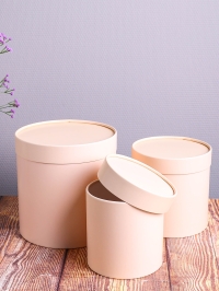 Коробка цилиндр набор из  3шт. 20х22см кремовый