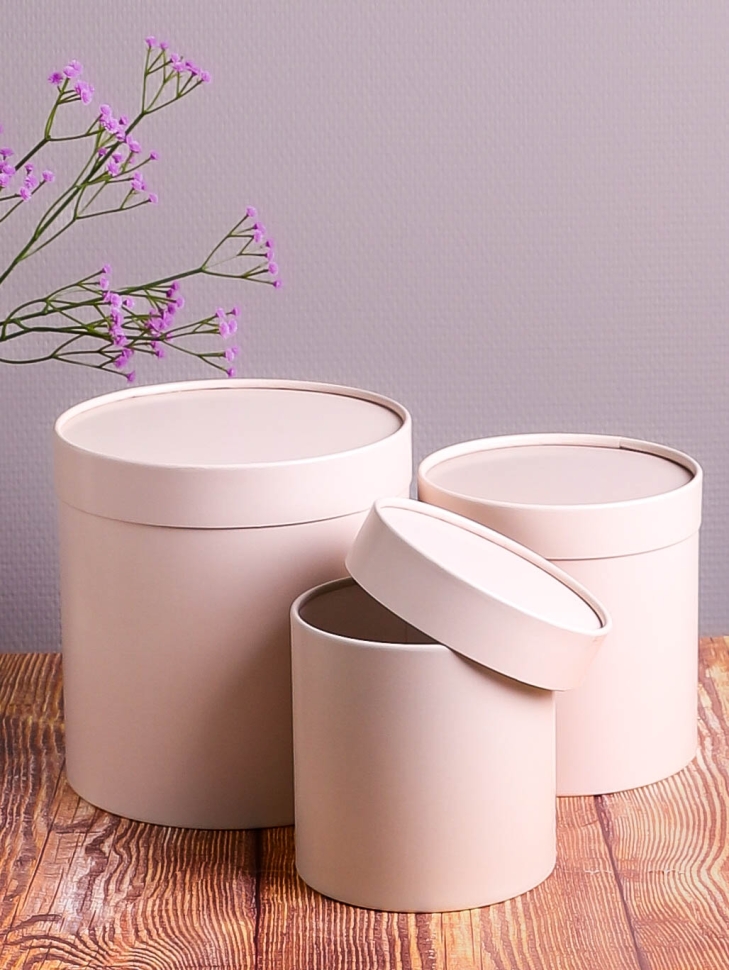 Коробка цилиндр набор из 3шт. 20х22см кремовый Коробка цилиндр набор из 3шт. 20х22см кремовый