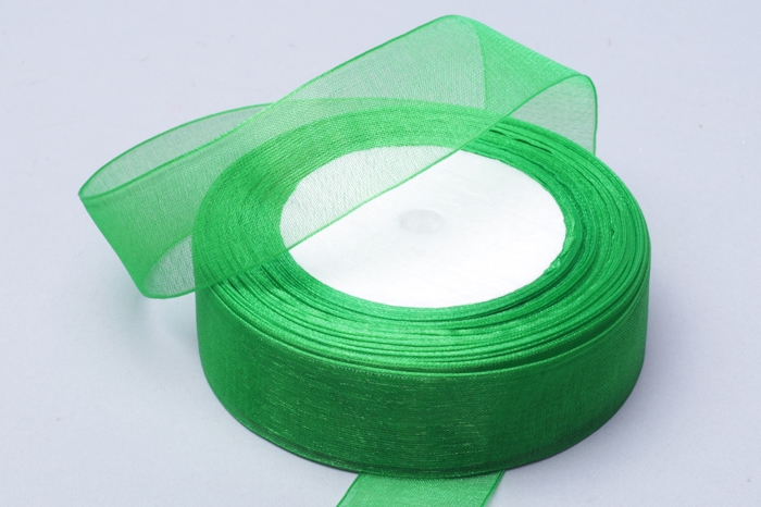 Лента органза 25мм х 30м зеленая Лента органза 25мм х 30м зеленая