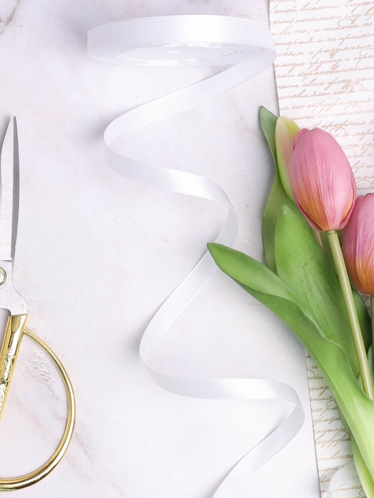 Лента атласная 10мм х 25ярд JD белый Лента атласная 10мм х 25ярд JD белый