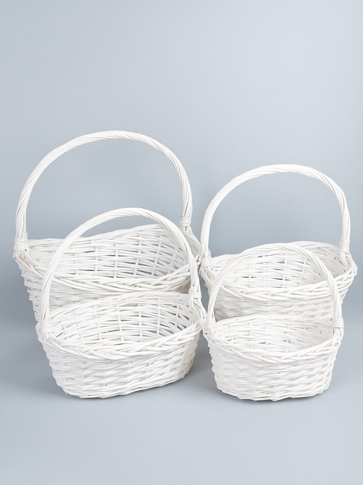 Корзина плетеная (ива) 4шт D52х41хH15/45см белый Корзина плетеная (ива) 4шт D52х41хH15/45см белый