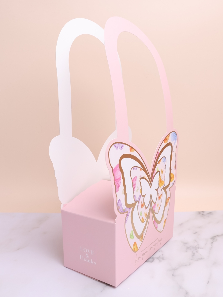 Плайм пакет для цветов прямоугольник H36,5х18х9см бабочка розовый Плайм пакет для цветов прямоугольник H36,5х18х9см бабочка розовый