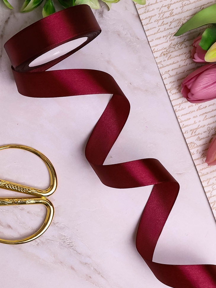 Лента атласная 25мм х 25 ярд JD вишневый Лента атласная 25мм х 25 ярд JD вишневый