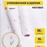 Пленка матовая 60мкм 58см х 10м РЦ мелкоцвет розовый на белом Пленка матовая 60мкм 58см х 10м РЦ мелкоцвет розовый на белом
