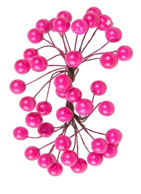 Ягоды на проволоке 14см 40шт малиновые Ягоды на проволоке 14см 40шт малиновые