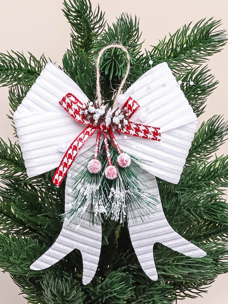 Бант НГ 15х20см набор 2 шт серебро