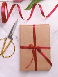 Лента атласная 10мм х 25ярд JD бордовый