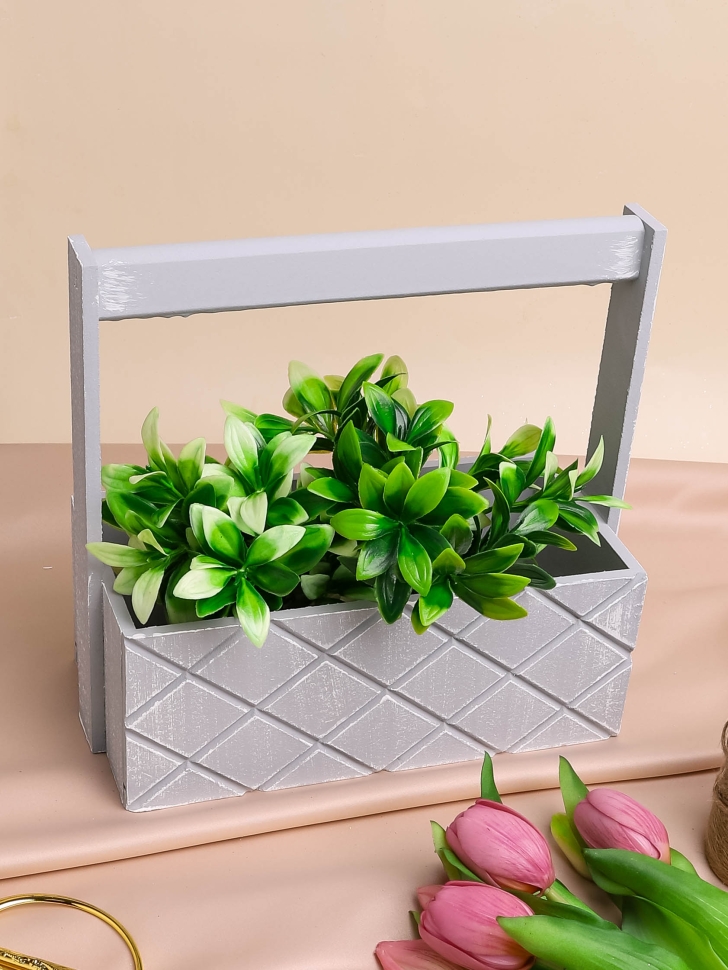 Ящик деревянный с ручкой №13  25х12,5х10 h25см Ромбы винтаж