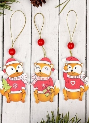 Украшение подвесное 5х7,5х0,5см "Лисичка"микс Украшение подвесное 5х7,5х0,5см "Лисичка"микс