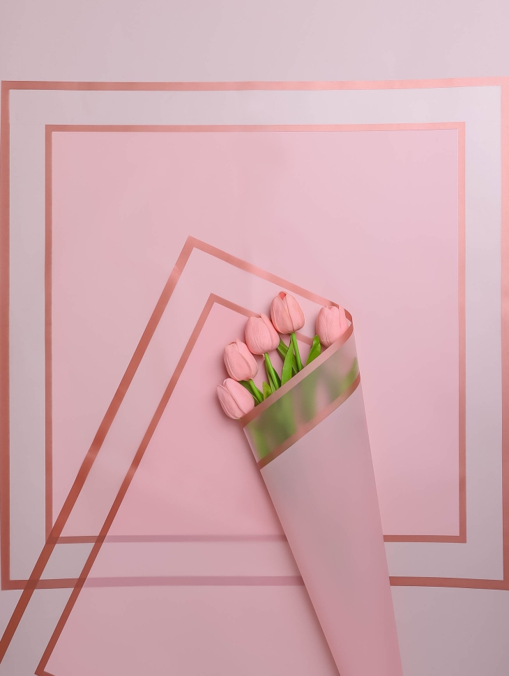 Пленка матовая 58смх58см 10 листов 55мкм двойной кант золотой пудра Пленка матовая 58смх58см 10 листов 55мкм двойной кант золотой пудра