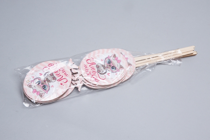 Вставка деревянная  Шар 7,5х10,5см 10шт Кошечка Люблю тебя! Ш43