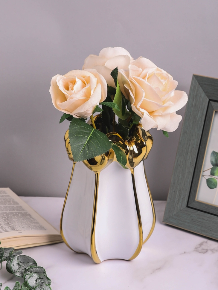 Ваза керамика 20х8см 534M белый с золотом УЦЕНКА