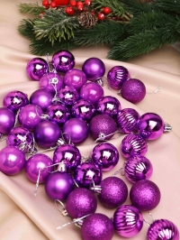 Игрушка елочная Шар  d4см набор 36 шт пластик фиолетовый