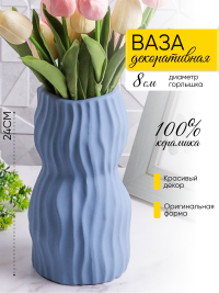 Ваза керамика 24х13см KQ650M голубой