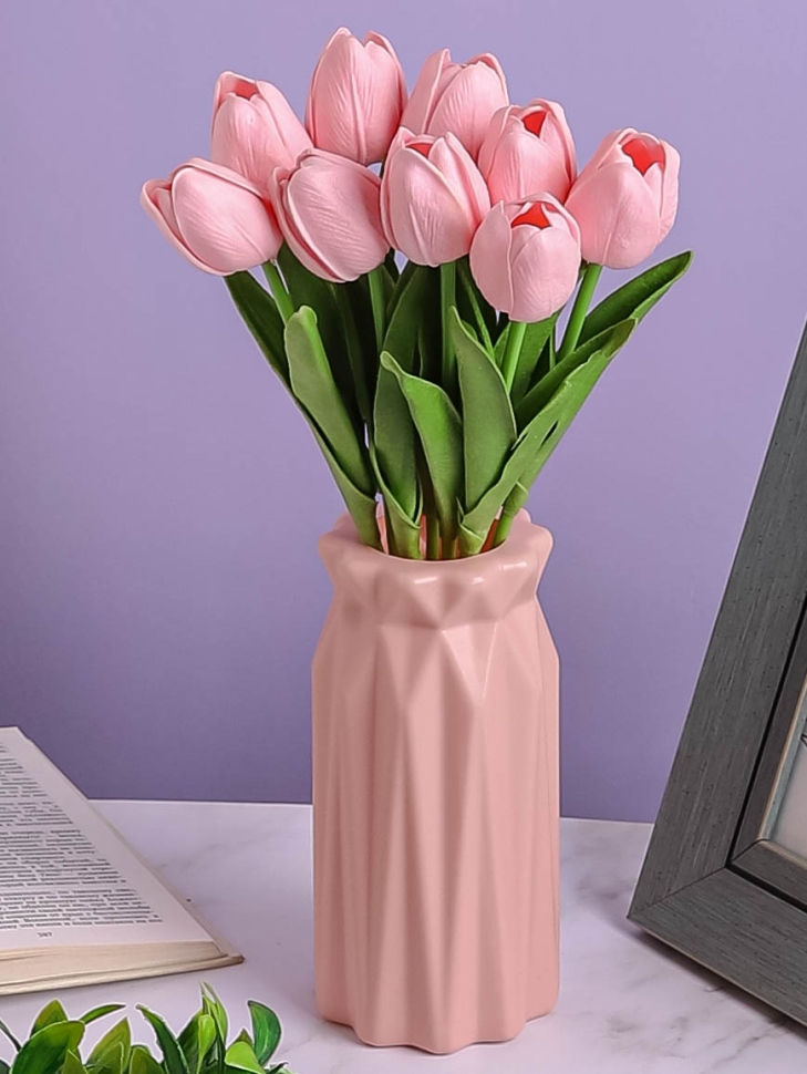 Ваза пластиковая H17,7 х D8х8,7см AS3501 розовый