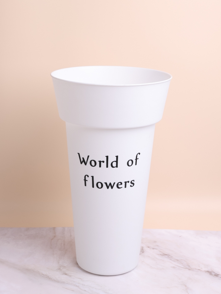 Ваза гладкая H43хD25/14см пластиковая 2001B белый