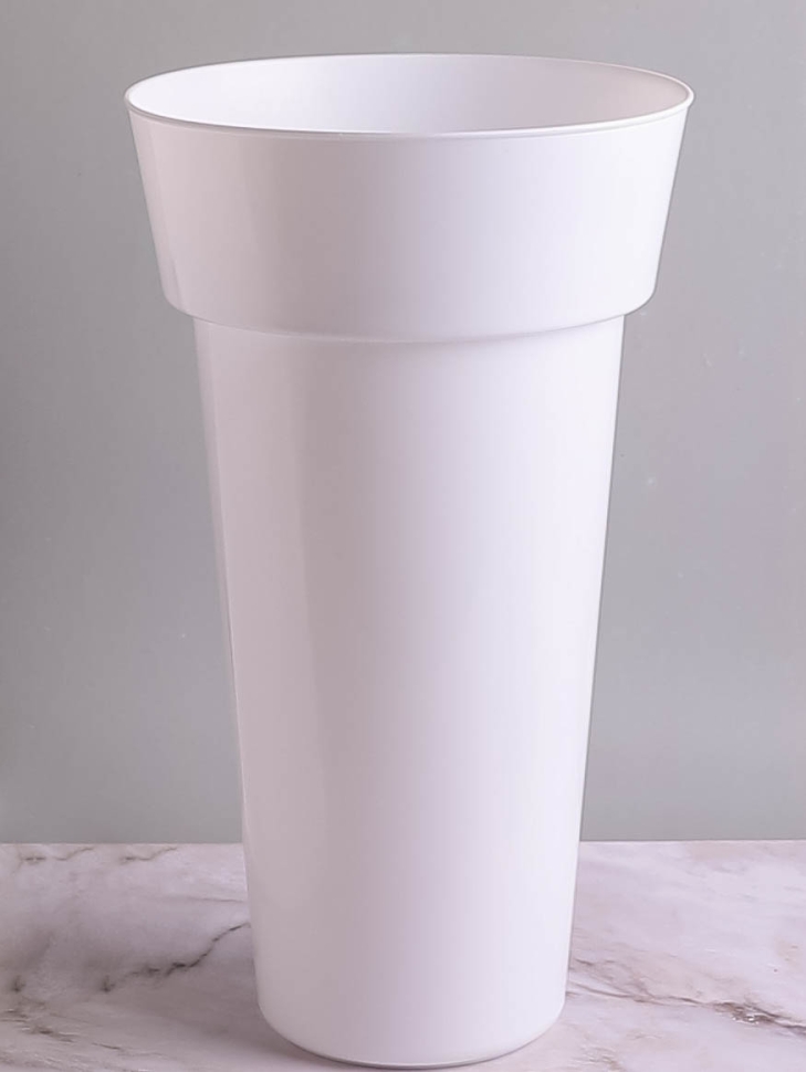 Ваза гладкая H43хD25/14см пластиковая 2001B белый