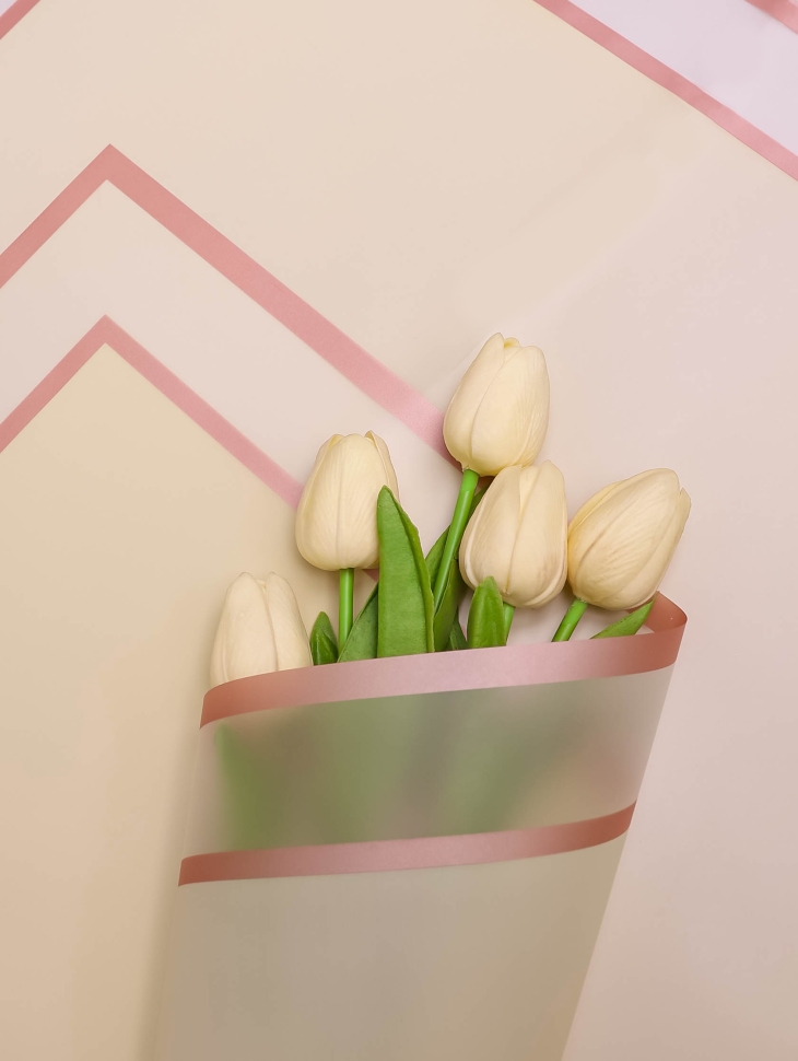 Пленка матовая 58смх58см 10 листов 55мкм РЦ двойной кант золотой желтый крем