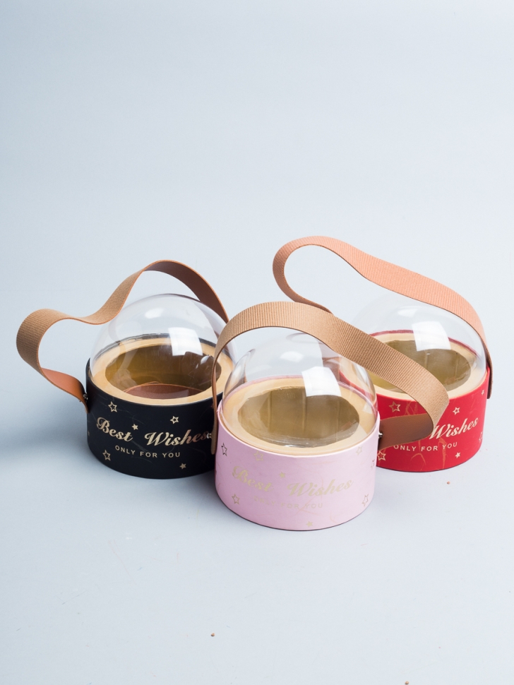 Коробка шляпная 13х13см с прозрачной крышкой Best Wishes микс Коробка шляпная 13х13см с прозрачной крышкой Best Wishes микс