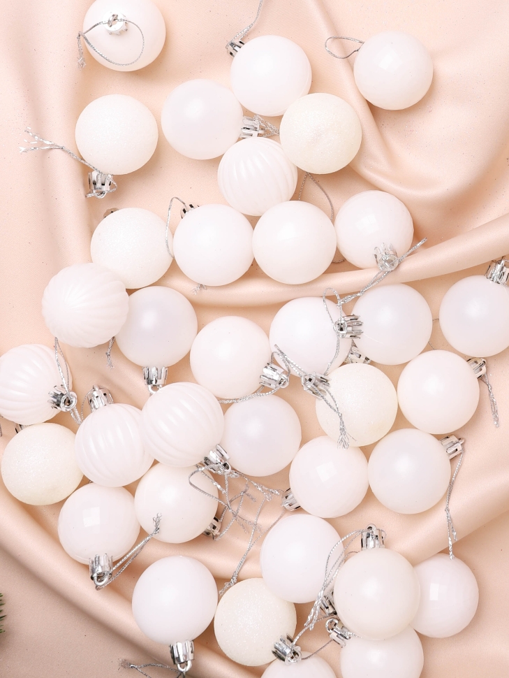 Игрушка елочная Шар d4см набор 36 шт пластик белый Игрушка елочная Шар d4см набор 36 шт пластик белый