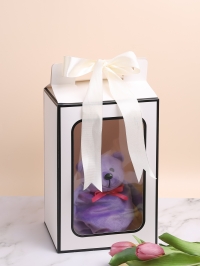 Коробка для цветов Прямоугольник 30х20х16см с прозрачным окном белый