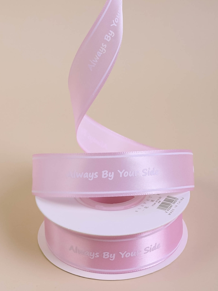 Лента атласная 25мм х 25 ярд  Always By Your Side сиреневый светлый