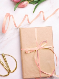 Лента атласная 10мм х 25ярд JD персиковый