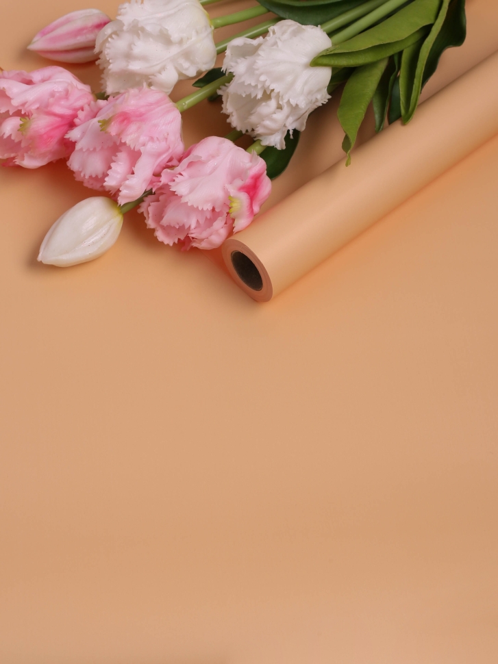 Пленка матовая 50мкм 58см х 10м Флора персиковый