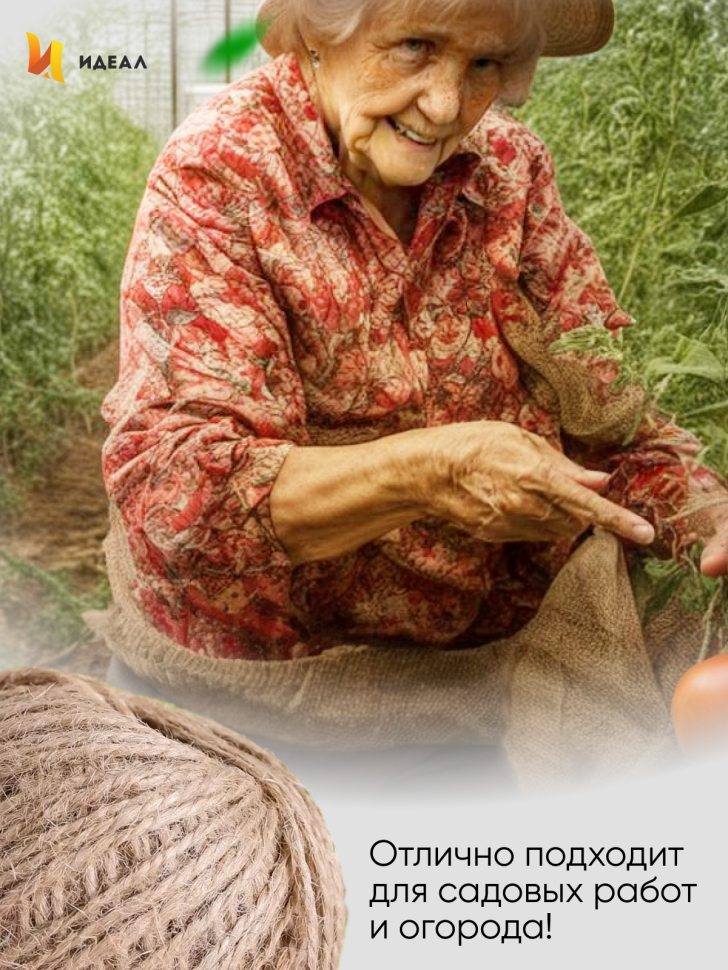 Шпагат натуральный джутовый 1120 текс 2-х ниточн. 1.2мм х  50м