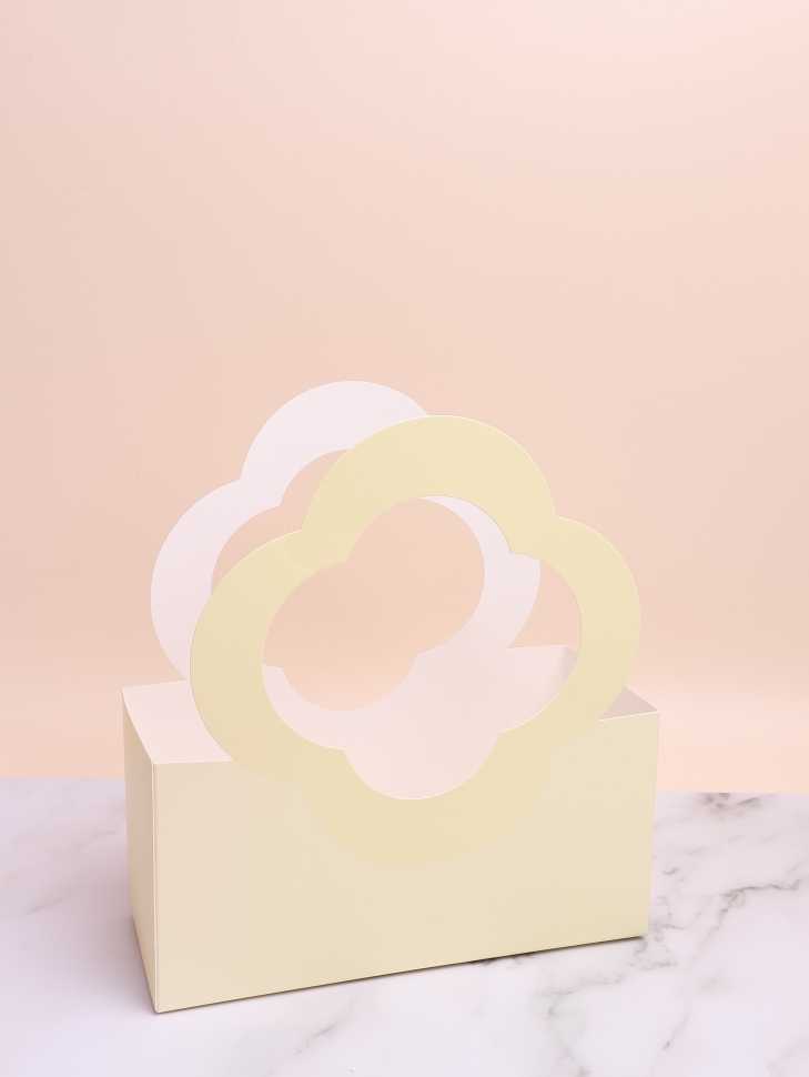 Плайм пакет для цветов прямоугольник H25х22х8см четырехлистник кремовый Плайм пакет для цветов прямоугольник H25х22х8см четырехлистник кремовый