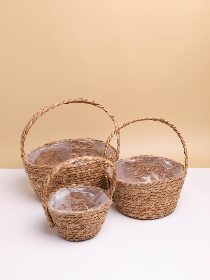Корзина плетеная (камыш) 3шт 24х20х14/30см натуральный Корзина плетеная (камыш) 3шт 24х20х14/30см натуральный