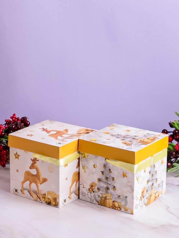 Коробка НГ квадрат 15х15х15 см GYH22627-76 микс Коробка НГ квадрат 15х15х15 см GYH22627-76 микс