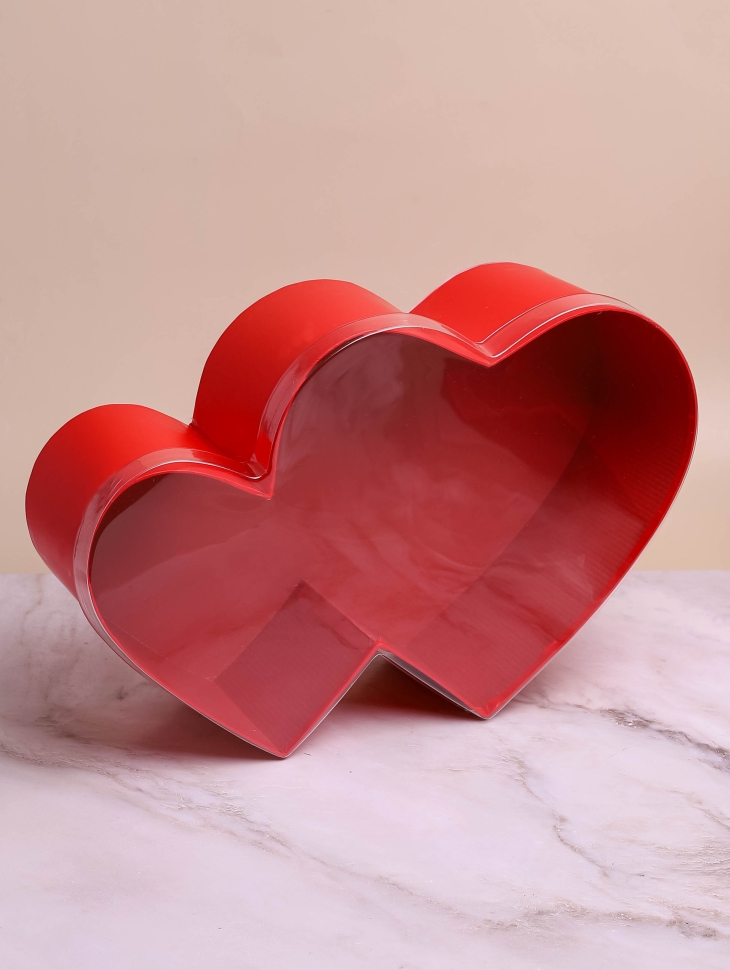 Коробка двойные сердца набор из 2 шт 37,2x23,5x12,5см с прозрачной крышкой красный Коробка двойные сердца набор из 2 шт 37,2x23,5x12,5см с прозрачной крышкой красный