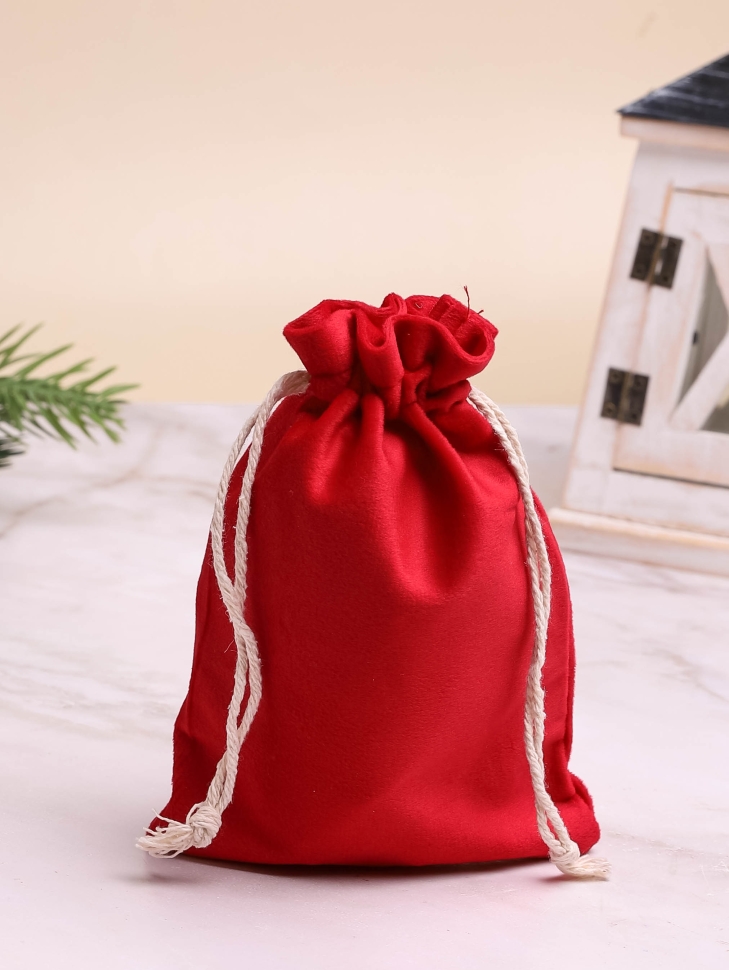 Мешок подарочный велюр 12x17см красный